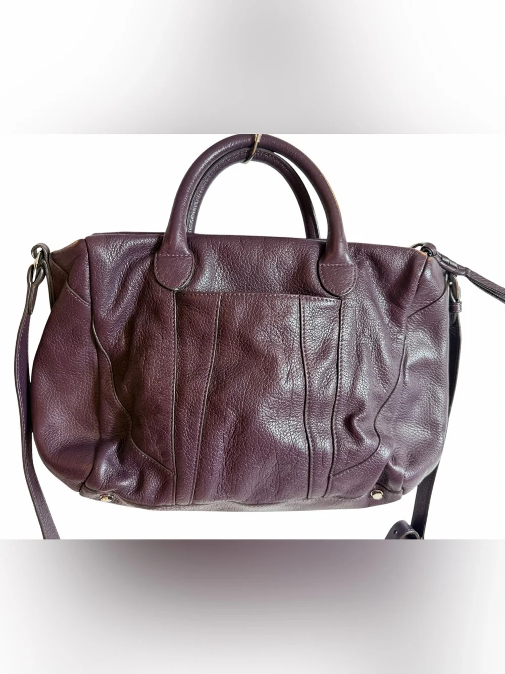 orYANY Burgundy Pebbled Leather Satchel Crossbody Shoulder Bag
